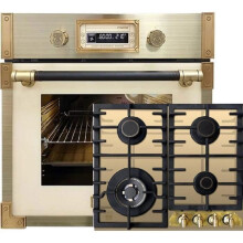 Kaiser Four Set EH 6427 ElfAD+KCG 6335 ElfEm, Retro Pyrolyse four encastrabile 73L + piano cottura a gas, 60 cm
