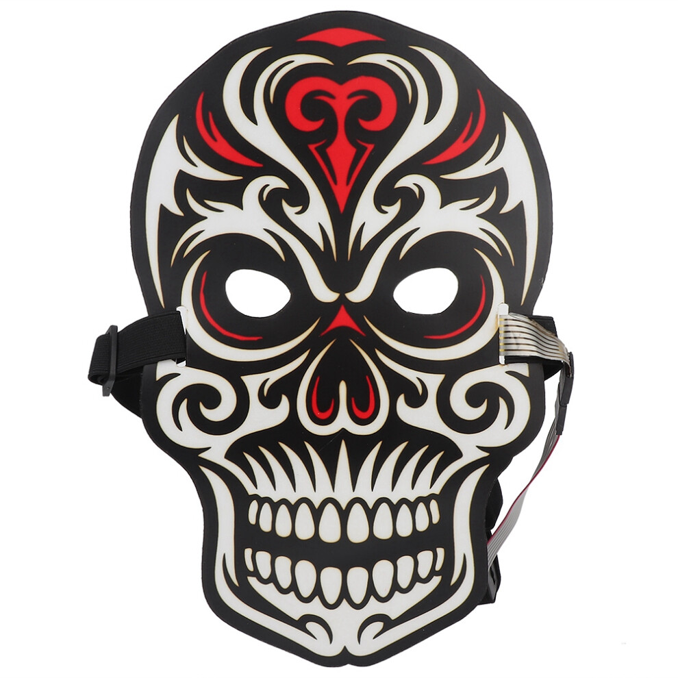 Hand-made Mask, Metal Mask With Rhinestone Inspired Halloween Masquerade Masks Design, Voice Activated LED Day Of The Dead Mask with Adjustable Band,