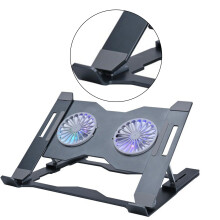 Tragbarer Laptop-Kühlständer mit bunten LED-Effekten und-grau