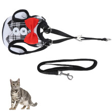 Escape-Proof Cat Vest Harness for Walking with Leash Black Grid M Size