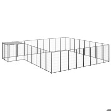 Chenil exterior jaula recinto parque animales perro 20,57 m² acero negro 02_0000507