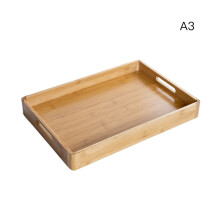 Multipurpose Bamboo Platter, Natural Color Sustainable Bamboo Serving Tray, Decorative Wood Ottoman Tray for Indoor Outdoor Use, Elegant Bamboo