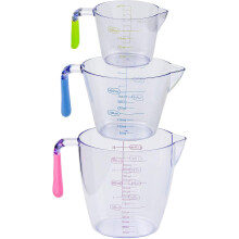 Set di misurini per cucina e laboratorio, in plastica trasparente con misurazioni precise e manico antiscivolo per una presa comoda.