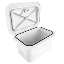 Marine Deck Storage Box Rotate to Open and Close for Yacht White Locking Built in Inspection Hatch Organizer