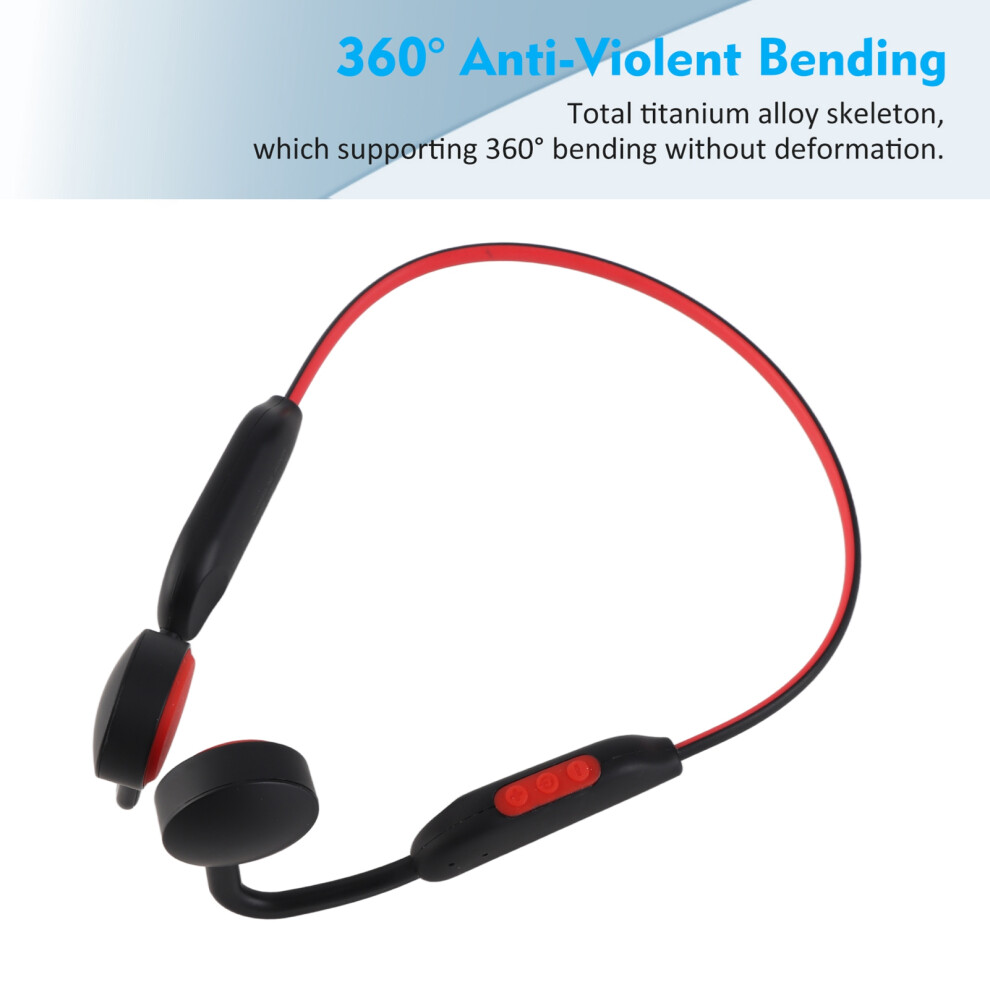 Bone Conduction Headphones Ipx6 Waterproof Bluetooth 5.3, 28G, & Black/Red 5041384418468