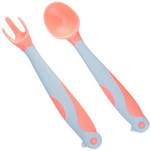 2Ensembles Couverts Bébé Silicone Rose Ustensiles Sécurisés