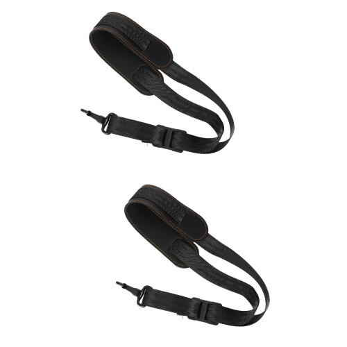2Pièces Bandoulière Saxophone Cuir Noir Ajustable Usage Polyvalent 2