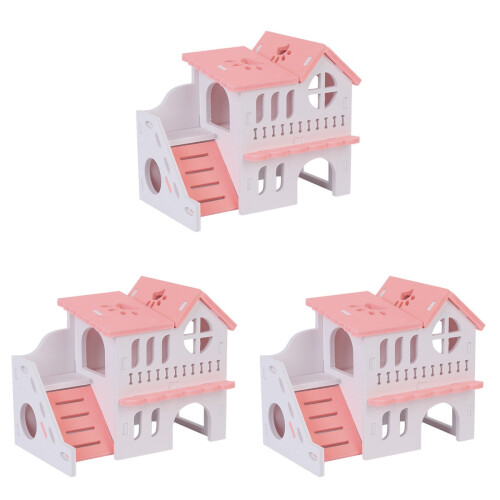 3Pièces Habitat Hamster Bois Rose Double- Ludiques Pets 1