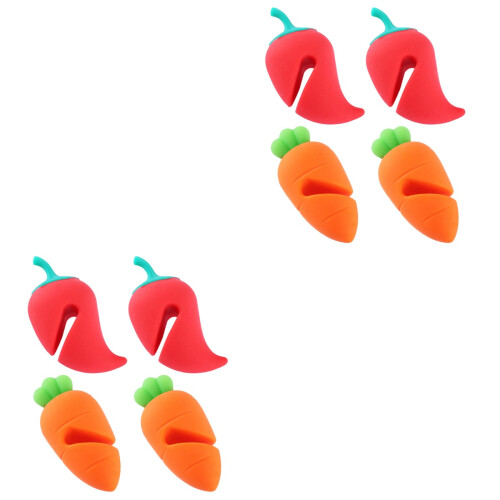 8Pièces -Couvercle Silicone Forme Carotte Piment Décor Cuisine 2