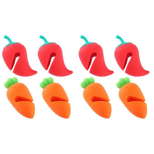 8Pièces -Couvercle Silicone Forme Carotte Piment Décor Cuisine 1