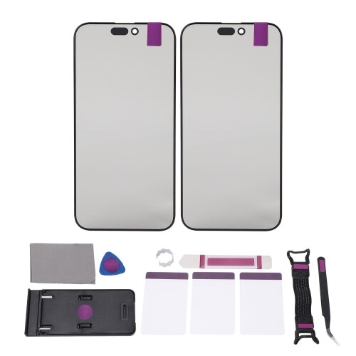 2 pezzi di vetro dello schermo per iOS 15 Pro Max OCA Kit 1