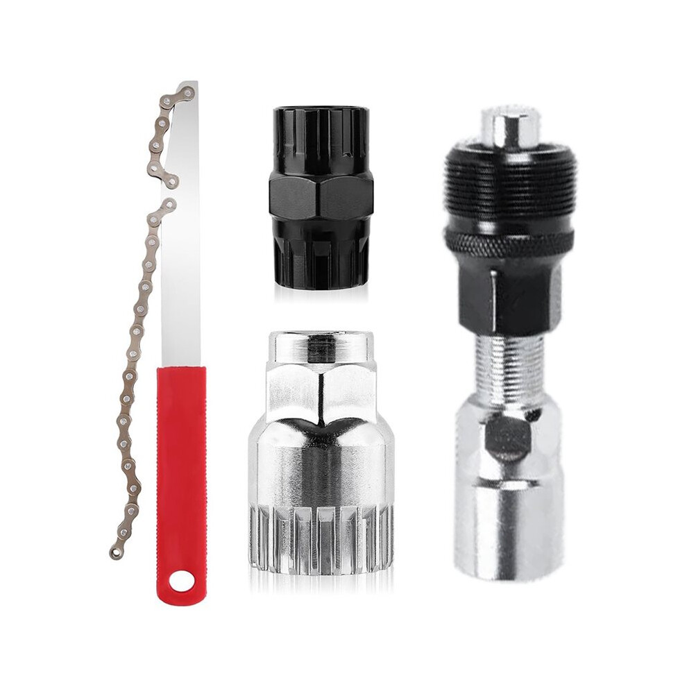 Photos - Bike Tool Jojomino 4pcs Bike Repair Tool Kits Freewheel Cassette Lock Ring Crank Puller Bottom Bracket Tool Chain Wrench for Mountain Bikes 