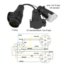 Trekadapter 13 Stekkerpen Naar 7-Pens 12N+12S Stekkerdoos Trekhaak Elektrische Conversie Adapterkabel voor Aanhangwagen Vrachtwagen Caravan