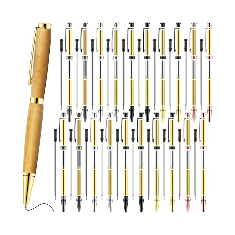 20Pcs 7Mm Slim Pen Set With Refills Wood Rotary Pen Kit Lathe Turning Supplies For Diy Copper Friends Teacher Student D 6033460404501
