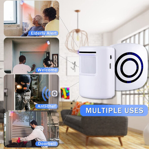 Motion Sensor Alarm System, Wireless Home Security Driveway Alarm Indoor,PIR Motion Detector Alert with 2 Sensor US Plug 2