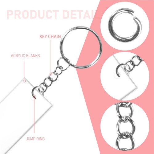120 Pieces Rectangle Acrylic Key Chain Blank Transparent Acrylic KeyChain Blank 2