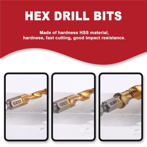 Titanium Combination Drill Tap Bit Set 13PCS SAE and Metric Tap Bits Kit for Screw Thread Drilling Tapping Deburring 1
