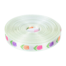 5Rolls Easter Egg & Tulip Print Ribbon Polyester for Crafting