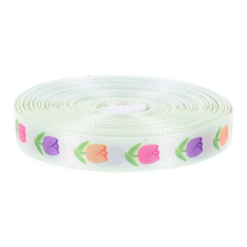 5Rolls Easter Egg & Tulip Print Ribbon Polyester for Crafting 1