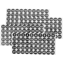 8Sheets Black Vinyl Number Stickers Round Adhesive Labels for Home Use