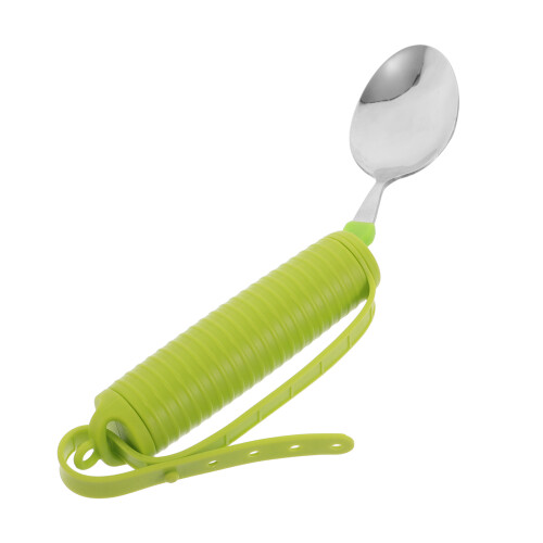 3Pcs Olive Green Adaptive Spoons for Elderly Anti-Shake Silicone Grip 2