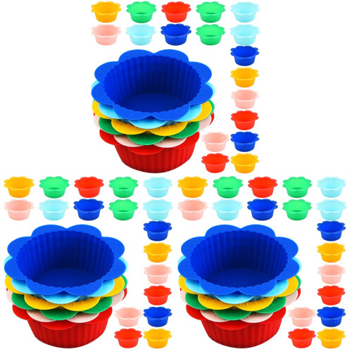 72Pcs Silicone Muffin Liners Reusable for Oven Microwave Baking 1