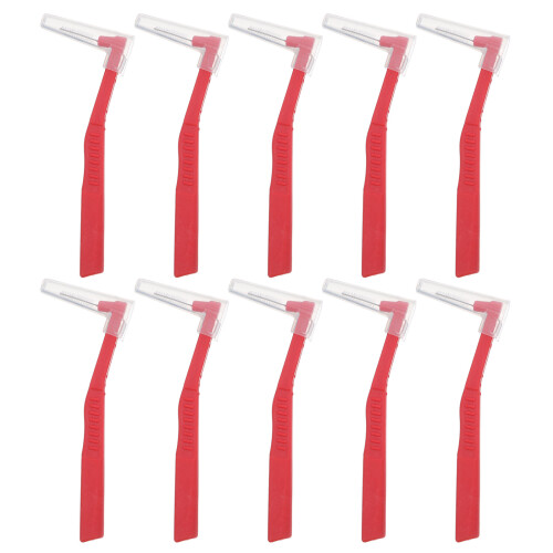 10Pcs Compact Red Interdental Brushes Soft Bristle Oral Hygiene Tools