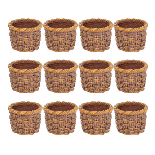 60Pcs Mini Basket Light Brown Plastic Handwoven Storage for DIY Crafts 1
