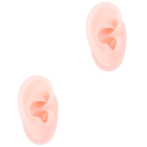 2Pièces Modèles D'oreilles Silicone Khaki Simulation Perçage 2