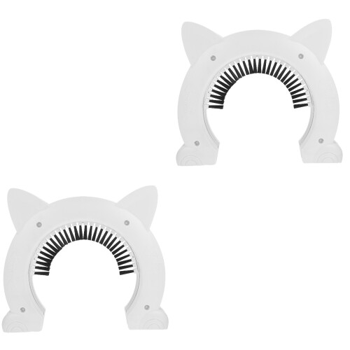 2Sets Brush Groom Cat Door White Plastic for Interior Pet 2