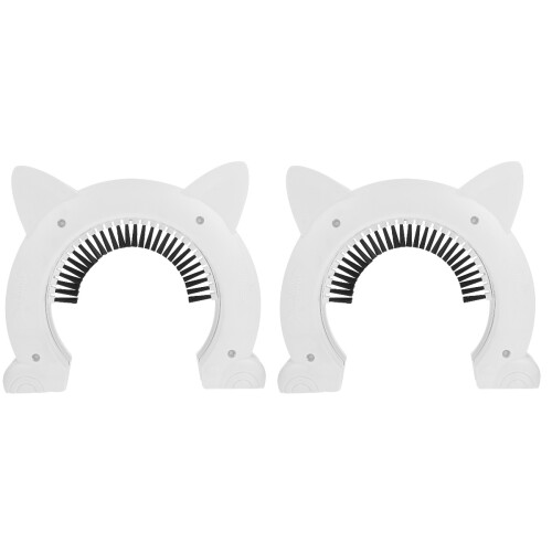 2Sets Brush Groom Cat Door White Plastic for Interior Pet 1
