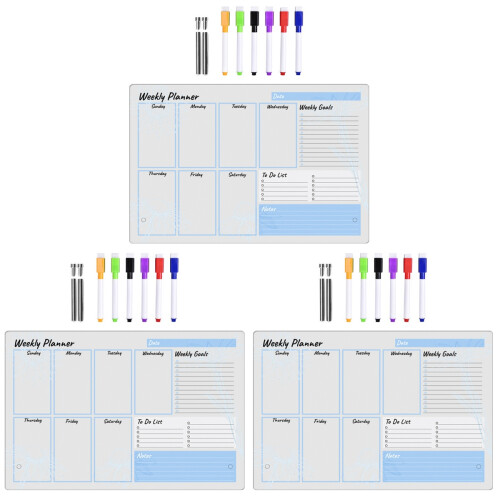 3Sets Desk Acrylic Memo Boards Clear Writable Whiteboards 2