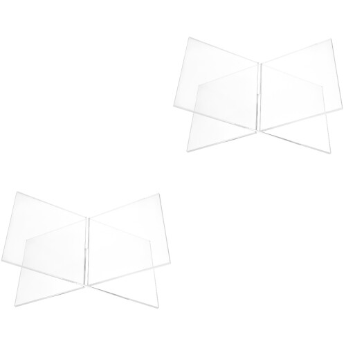 2Pcs Transparent Acrylic Book Bracket X Shape Versatile Desktop Stand 2