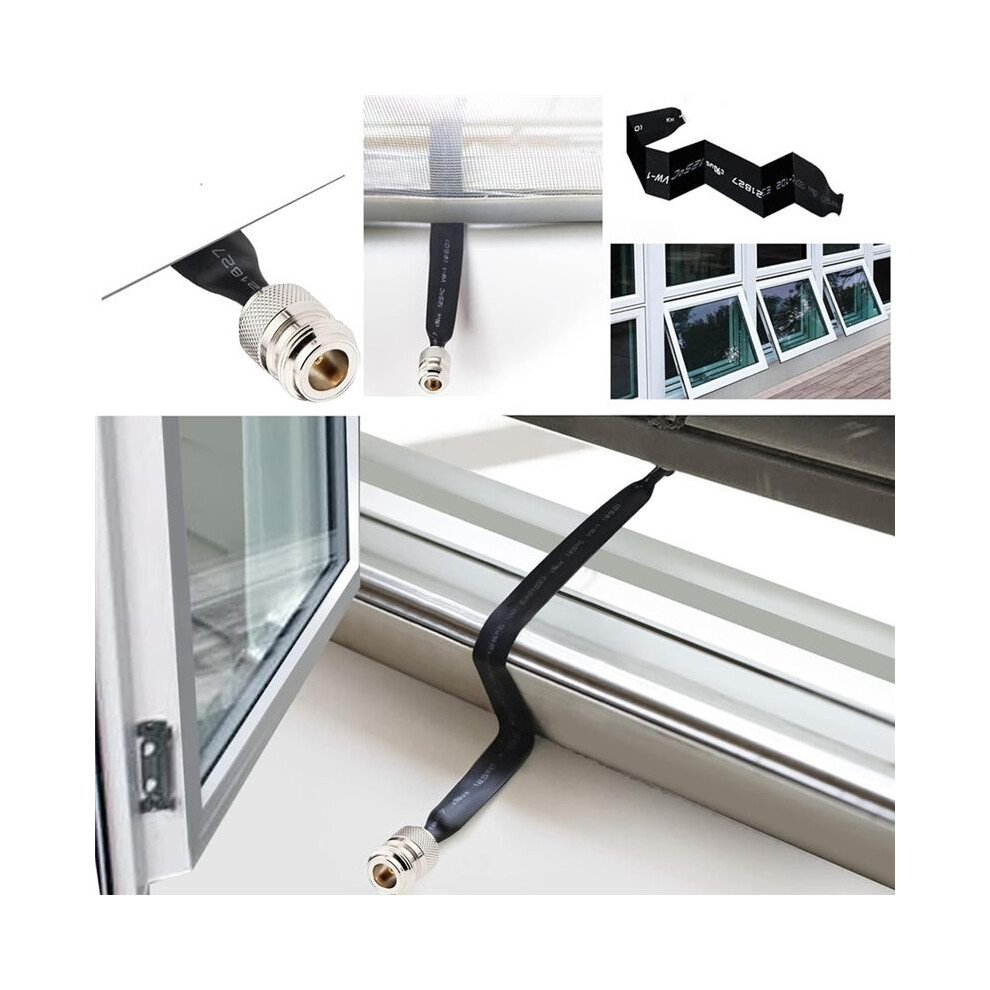 2Pcs Door/Window Pass Through Flat Coaxial Cable 50 Ohm So239 Uhf Female To Uhf Female Pigtail Cable 6034060629301