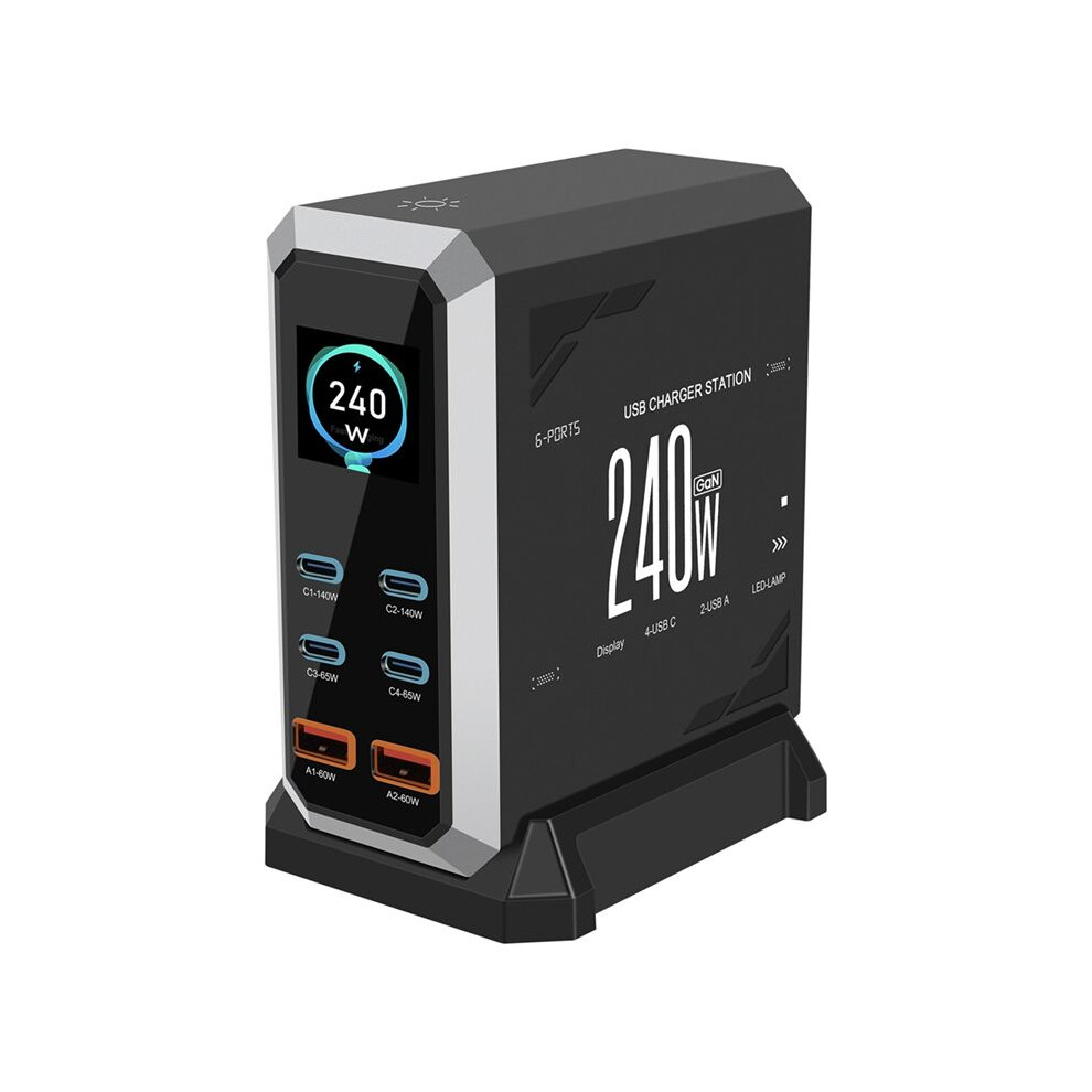 240W Fast Usb C Gan Â¢ Pro Charger Block With Dynamic Display 6 Port Charging Station Pd3.1 Pps For Notebook Eu-Plug 6032483705473