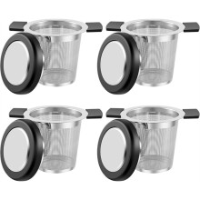 4 Teesiebe für Losen Tee, Edelstahl-Teefilter mit Großem Fassungsvermögen, Teesieb-Diffusor für Teekannen, Tassen und Becher