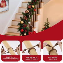 Christmas Garland Ties, 16Pcs 20in Flexible and Reusable Twist Ties for Banisters, Home Decor and Holiday Crafts, Brown