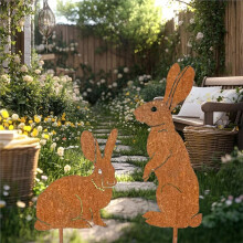 Easter Bunny Garden Stakes Cute Rusty Bunny Yard Signs Bunny Yard Stake for Outdoor Patio Lawn Decorations