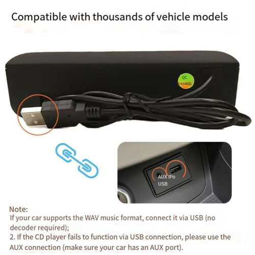 Rádio Estéreo Externo para Carro, Reprodutor de CD/DVD, Interface USB com Entrada AUX para Android, Acessórios de Rádio 1