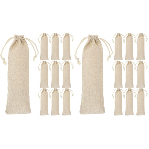 20Pièces Pochons Couverts En Coton Beige À Cordon 2