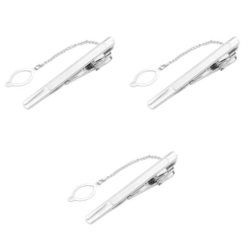 3Pièces Pinces Métal Argentées Décoratives Pour Cravate Hommes 2