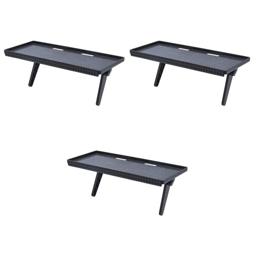 3Pcs Black Simple Wall-Mounted Rack with Large Storage for Home 2
