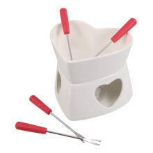 1Ensemble Fondue Céramique Blanche Petite Pour Chocolat Et Dessert