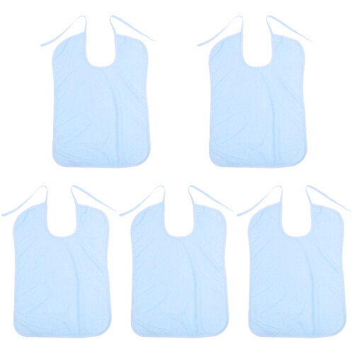 5Pcs Sky-Blue Adult Bibs Washable Polyester Dining Clothing Protector 1