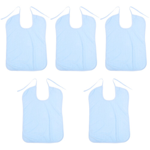 5Pcs Sky-Blue Adult Bibs Washable Polyester Dining Clothing Protector 2