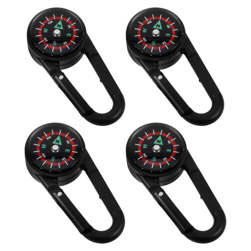 16Pcs Black ABS Hiking Buckle Keychain with Compass 1
