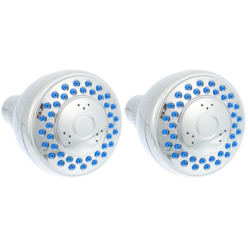2Pcs Adjustable Silver Plastic Shower Head High Pressure for Bathroom 2