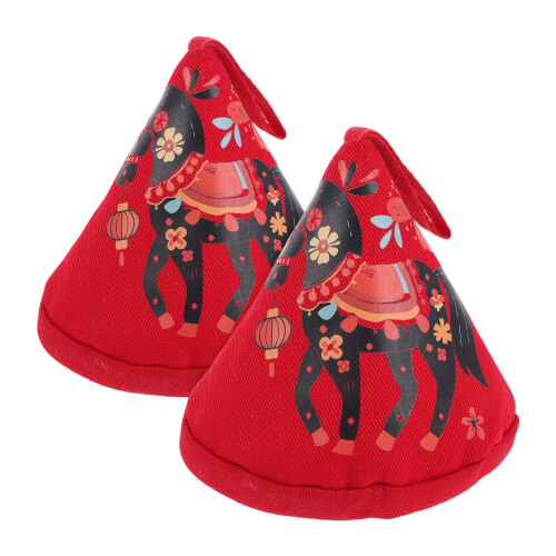2Pcs Red Cotton Triangular Pot Handle Covers Heat Resistant Lid Caps