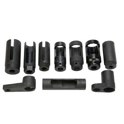 10PCS Black CR-V Steel Master Sensor Socket Kit Tool O2 Oxygen Sensor Pressure Wrench Socket Removal Tool