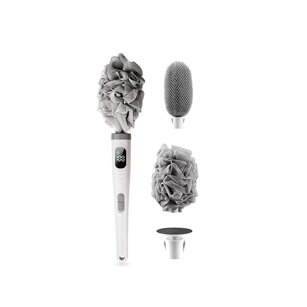 Electric Body Brush with Replaceable Heads - Rechargeable, Waterproof, 2-Speed Adjustable Back Scrubber for Shower